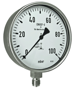 Kapselfedermanometer aus Messing oder Edelstahl in den Grössen NG63, NG100, NG160